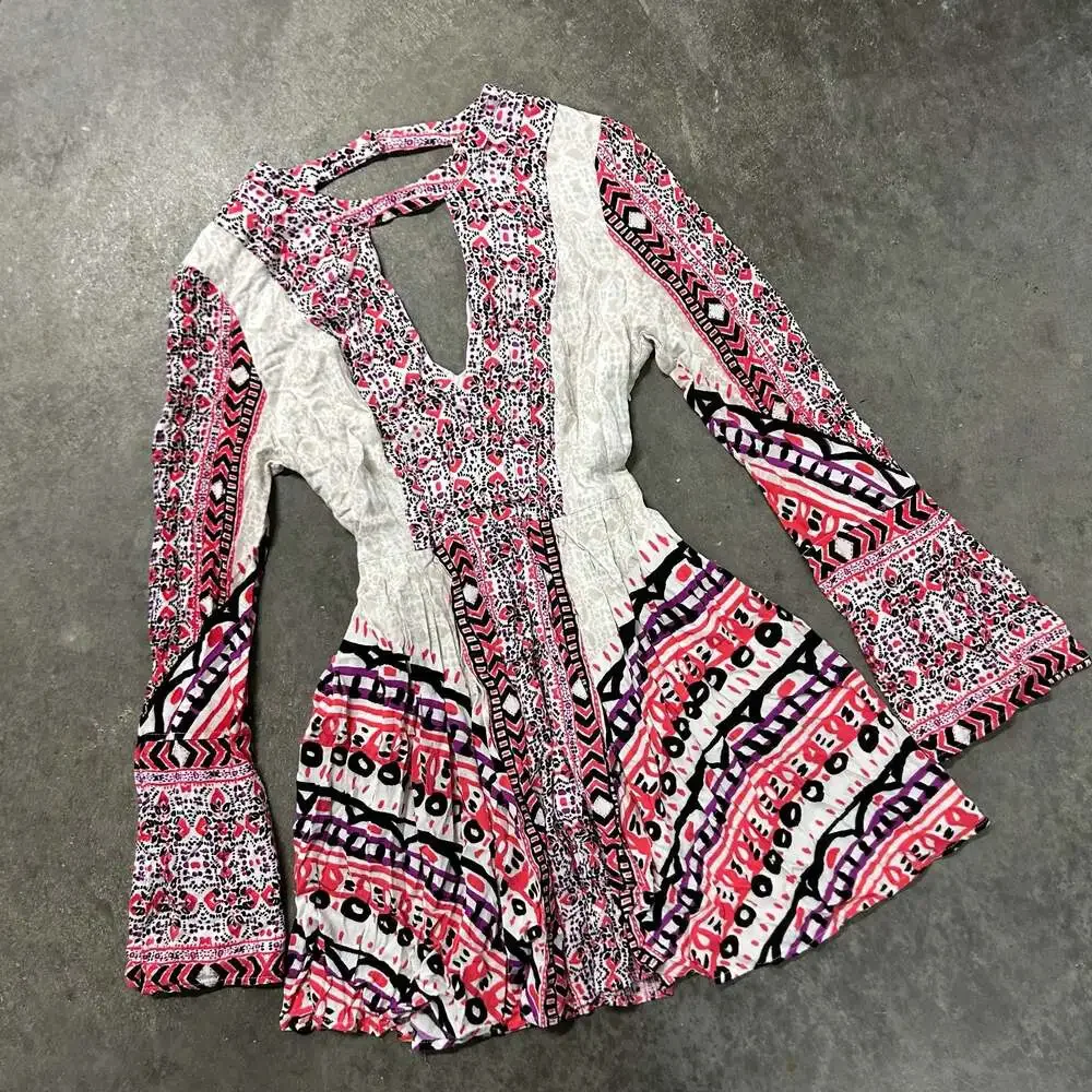 Free People Teagan Border Printed Mini Dress